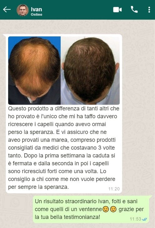 Immagine confronto capelli prima e dopo trattamento di ricrescita.