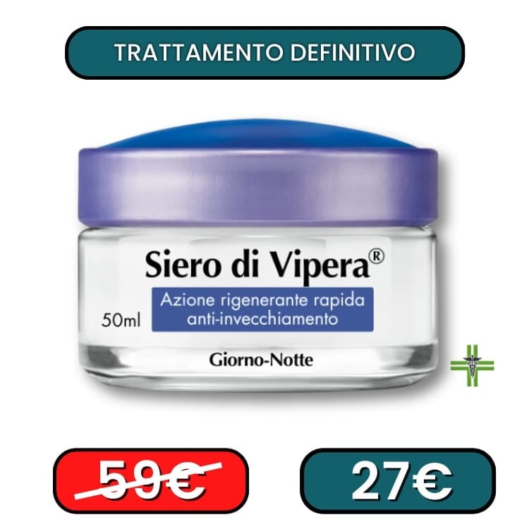 Contenitore di siero di Vipera con etichetta anti-invecchiamento.