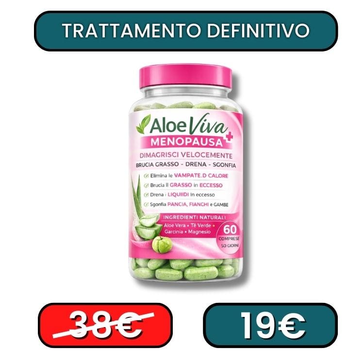 Integratore Aloe Viva Più per menopausa e perdita di peso, 60 compresse naturali.