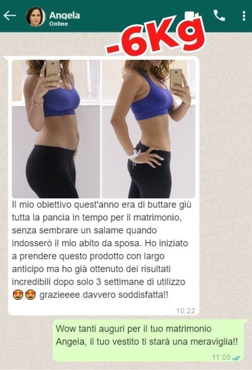 Angela mostra il suo progresso di perdita di peso di 6kg.