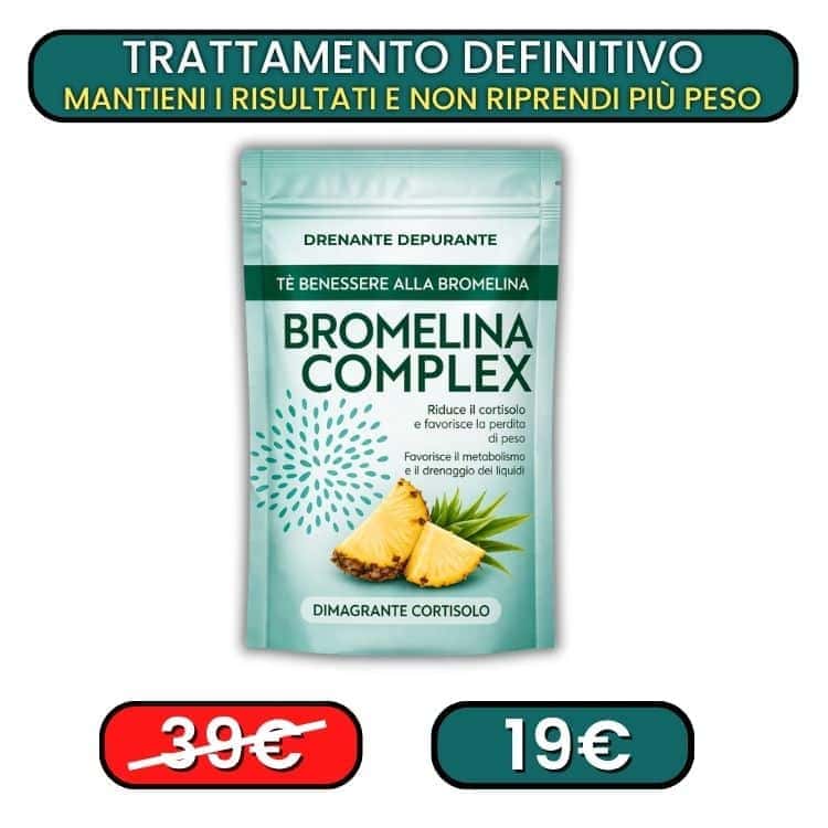 Integratore Bromelina Complex con ananas e ananas fresco.
