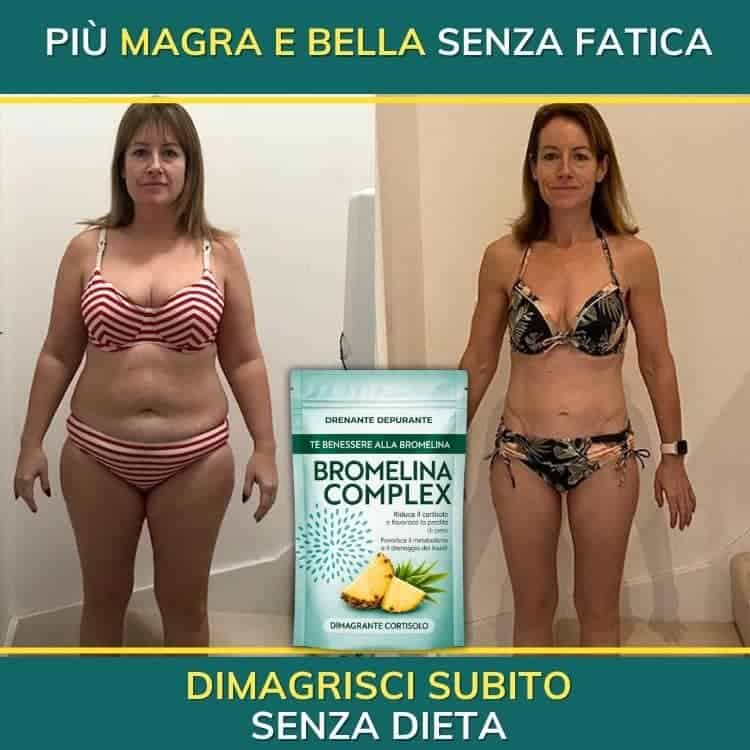 Donna prima e dopo perdita peso con Bromelina Complex.
