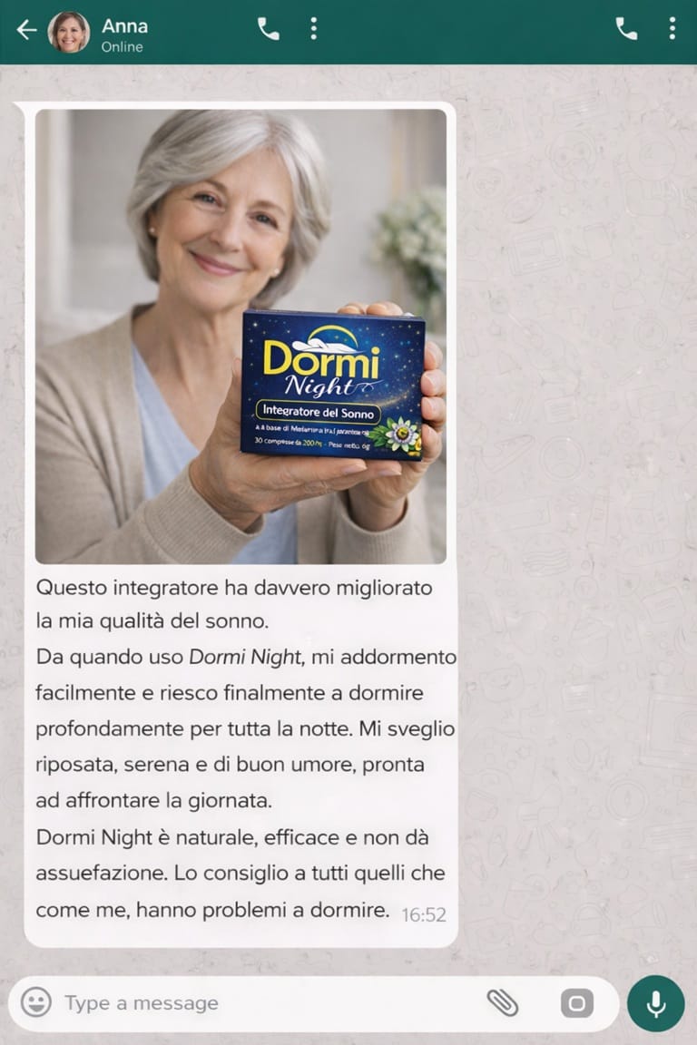 Donna anziana con integratore Dormi Night per il sonno.
