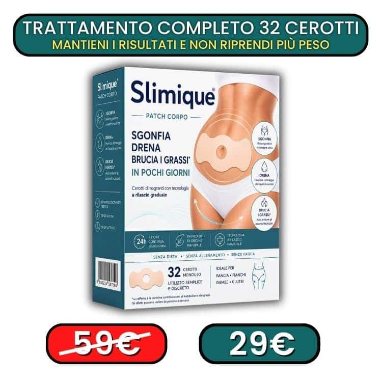 Cerotti drenanti Slimique per dimagrimento e drenaggio.