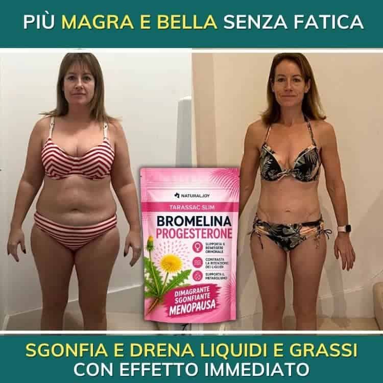 Donna prima e dopo trattamento drenante e dimagrante con tarassaco.