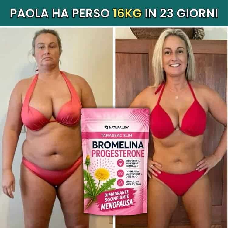 Donna prima e dopo perdita di peso con Tarassaco Drenante Menopausa.