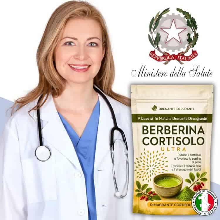 Dottoressa con prodotto di Berberina Cortisolo per dimagrimento.