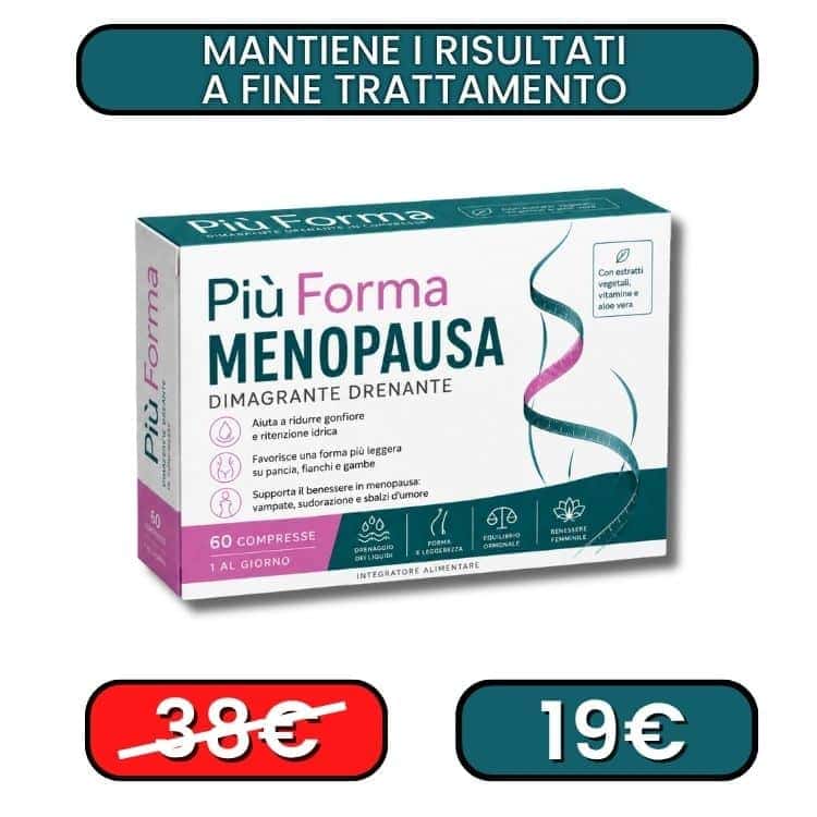 Integratore per menopausa Più Forma Menopausa, 60 compresse, supporto ormonale e benessere femminile.