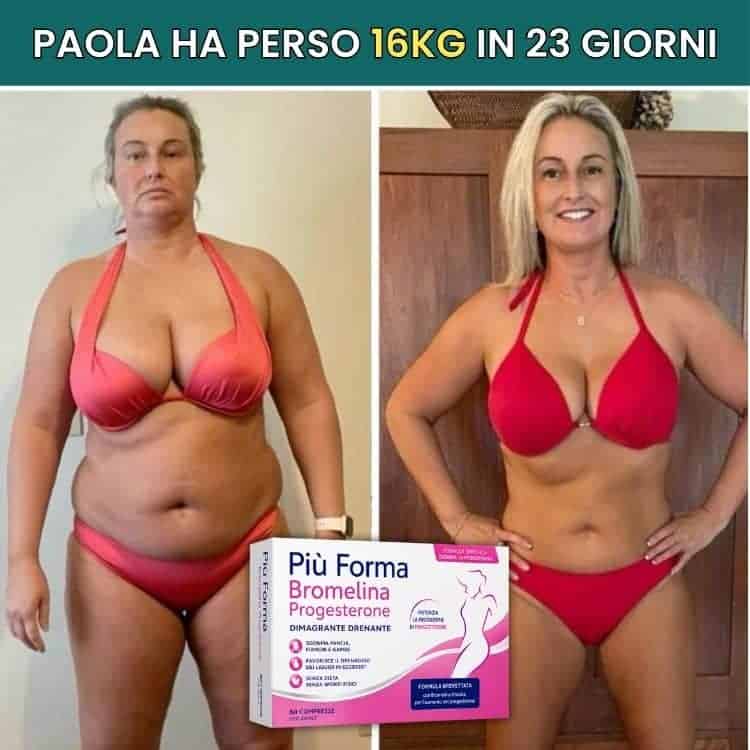 Doppia foto di trasformazione con Piu Form4 Brome Progest Menopausa.