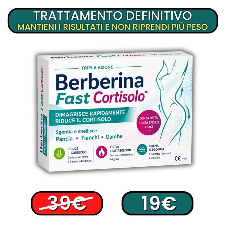 Integratore Berberina Fast Cortisolo per ridurre il cortisolo e migliorare il metabolismo.